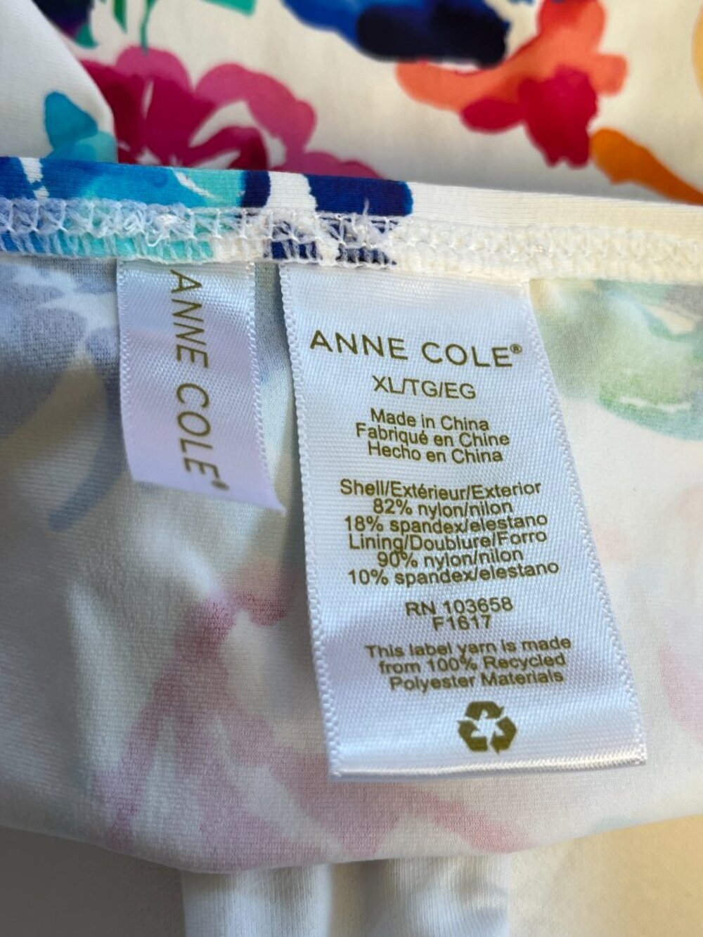 Anne Cole Strapless Twist Front Floral Tankini Swim Top XL - Picture 6 of 7